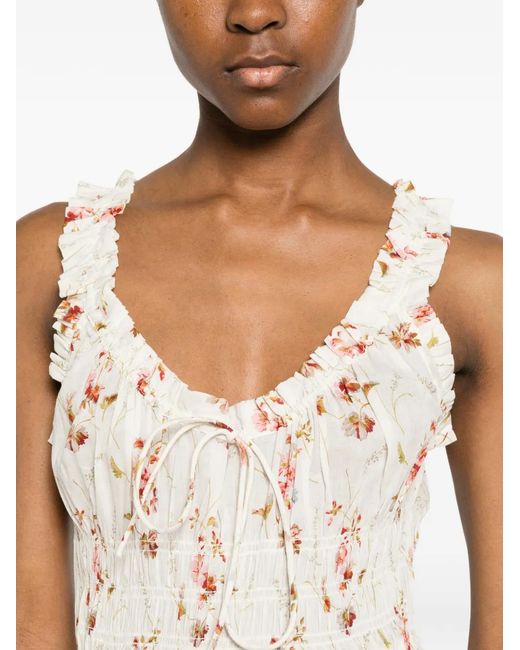 Doen White Emmaretta Floral-Print Midi Dress