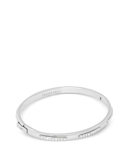 Trussardi White Crystal-Embellished Bangle Bracelet