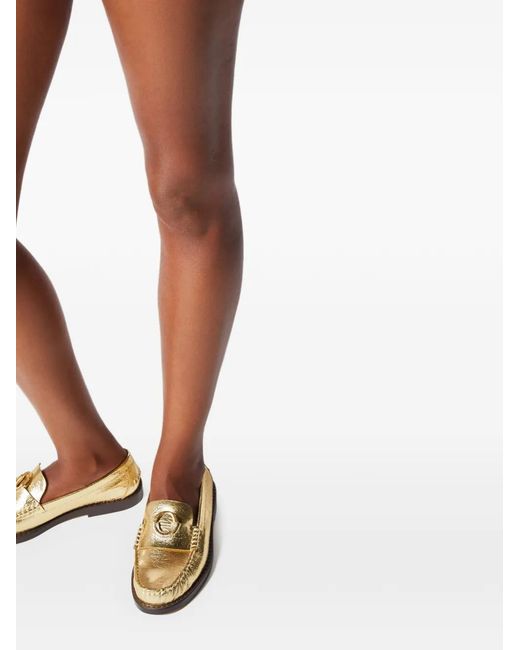 Odissi Metallic Kali Decorative Leather Loafers