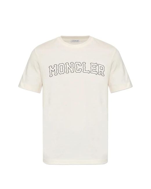 Moncler White Logo-Print Short-Sleeve T-Shirt for men