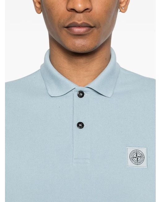 Stone Island Blue 50/2 Organic Cotton Piquet Polo for men