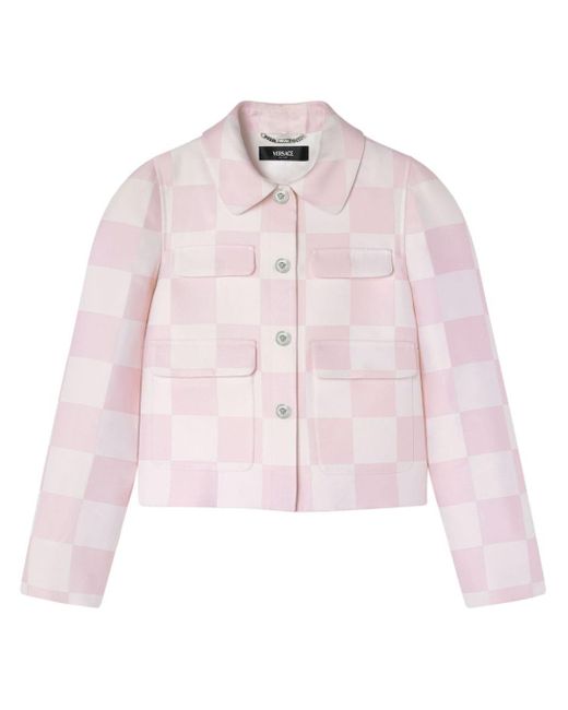 Versace Pink Contrasto Cropped Jacket - Women's - Polyester/silk/viscose