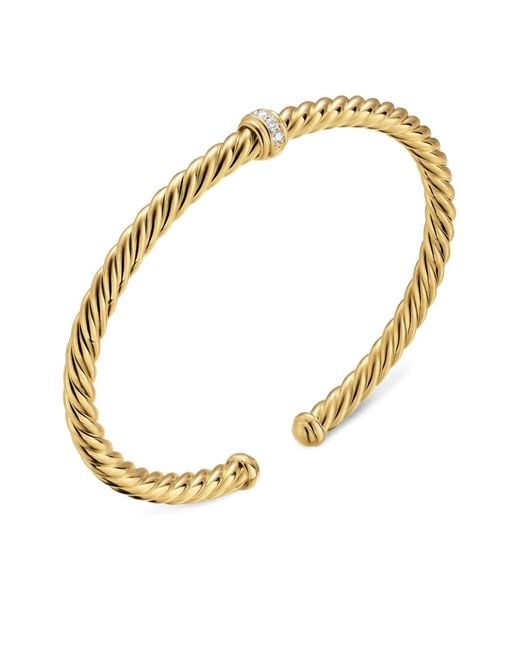 David Yurman Metallic 18K Cablespira Flex Station Diamond Bangle
