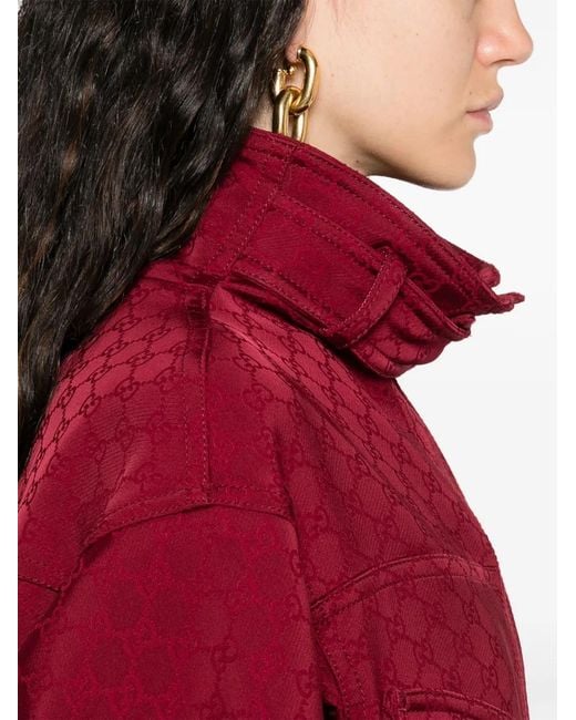 Gucci Red Gg Jacquard Coat