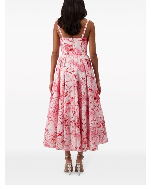 Giambattista Valli Pink Floral-print Midi Dress