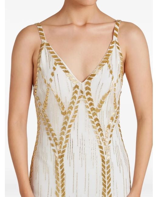Temperley London White Viola Bead-Embellished Midi Dress