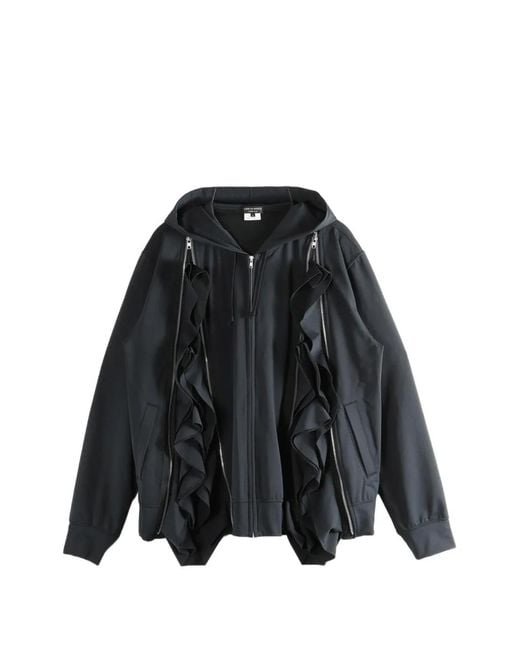 Comme des Garçons Black Ruffled Zip-Up Hoodie for men