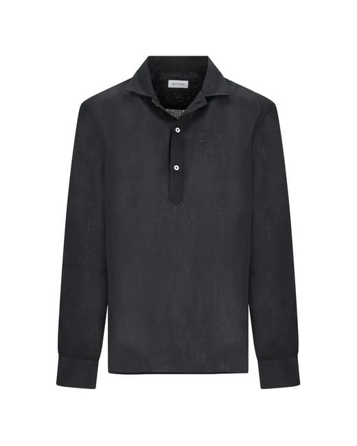 Tagliatore Blue Half-Placket Long-Sleeve Shirt for men