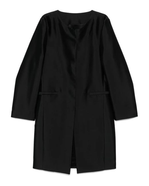 Totême  Black Collarless Silk Coat