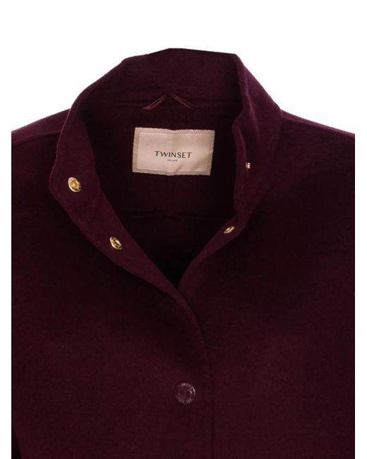 Twinset Red Snap-Button Crew-Neck Jacket
