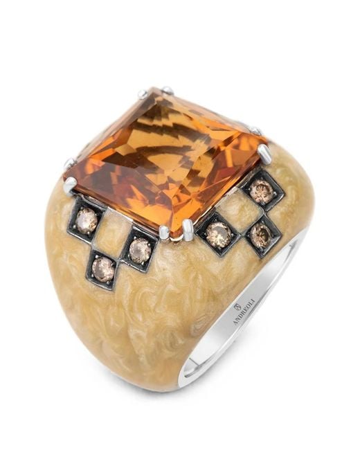 Andreoli Natural Citrine And Diamond Ring