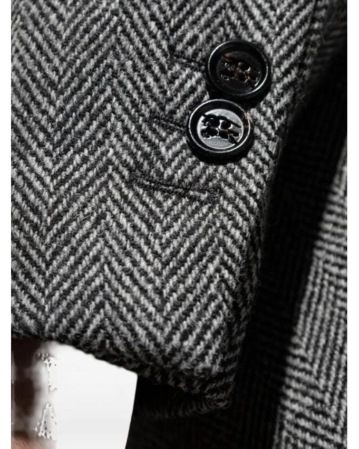 Burberry Gray Herringbone Pattern Coat for men