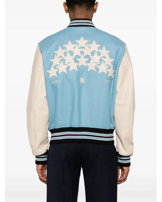 Amiri Blue Star-Patches Bomber Jacket for men