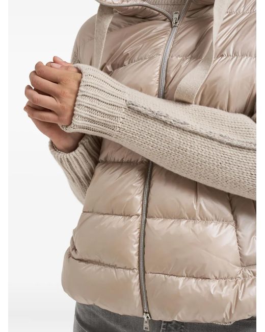 Herno Natural Gesteppte Jacke mit gestrickten Ärmeln