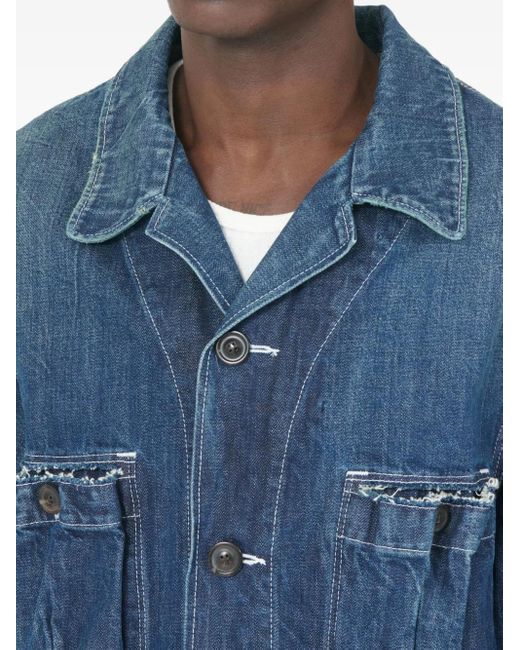 Maison Margiela Blue Frayed Denim Jacket for men