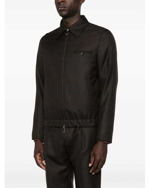 Montedoro Black Zip-Up Jacket for men