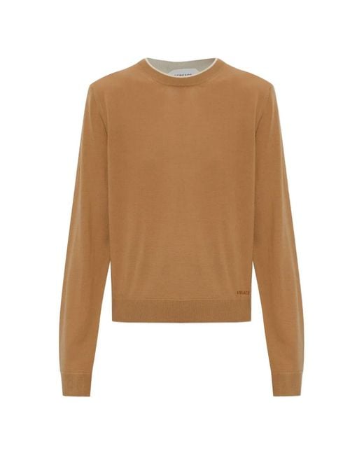 Pull À Logo Brodé Versace en coloris Natural
