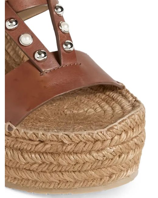 Jimmy Choo Brown Danica Studded Leather Espadrille Sandals