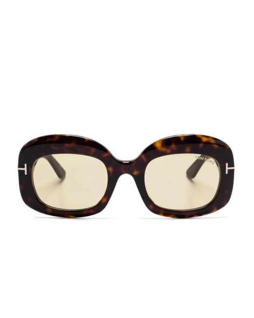 Tom Ford Zonnebril Met Schildpadschild-Effect in het Black
