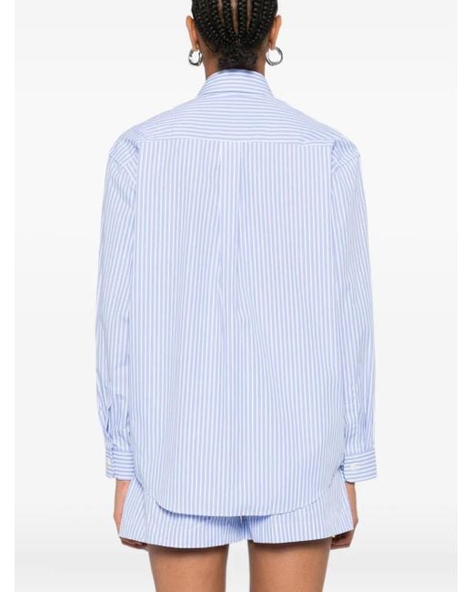 Sporty & Rich Blue Striped Embroidered Shirt