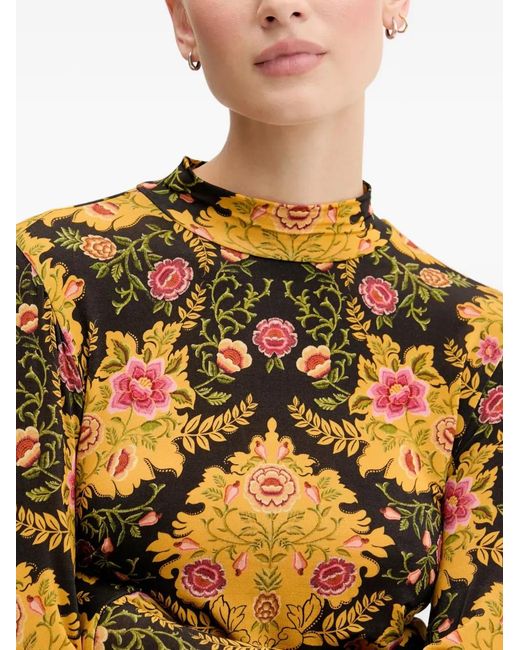 Farm Rio Black Floral-Pattern T-Shirt