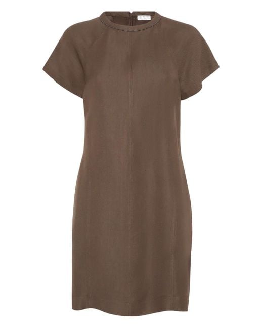 Vestido corto con cadena Monili Brunello Cucinelli de color Brown