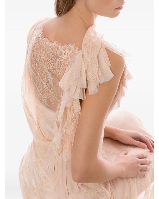 Alberta Ferretti Lace-Overlay Dress in Pink | Lyst Alberta Ferretti Lace-Overlay Dress in Pink | Lyst