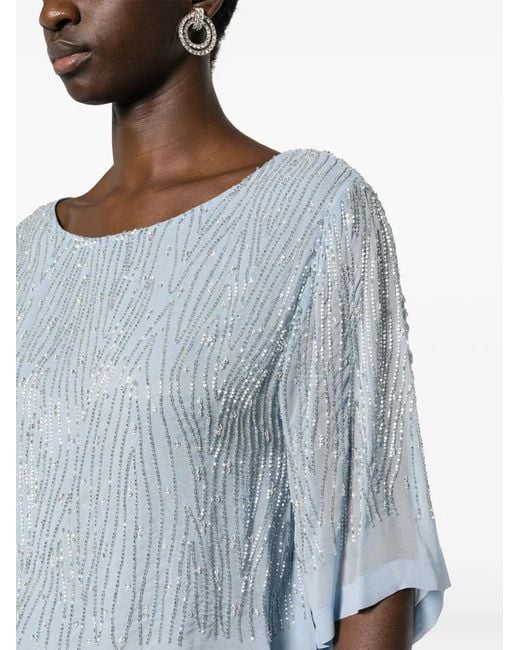 P.A.R.O.S.H. Blue Bead-Embellished Blouse
