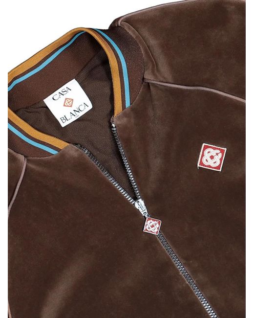 Casablanca Brown Velour Logo-Patch Velour Jacket for men