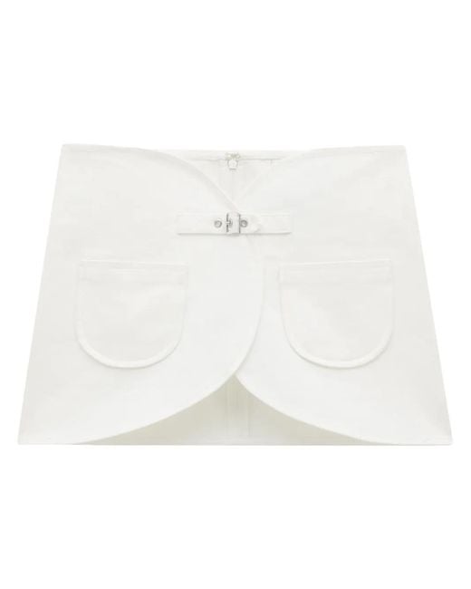 Courreges White Denim Miniskirt With Ellipse Buckle