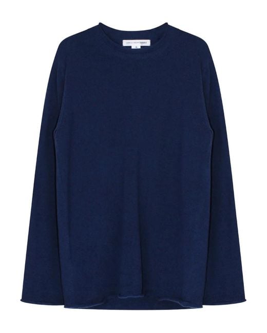 Comme des Garçons Blue Rolled-Hem Wool Sweater for men