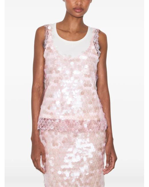 Tory Burch Pink Sequin Mesh Top
