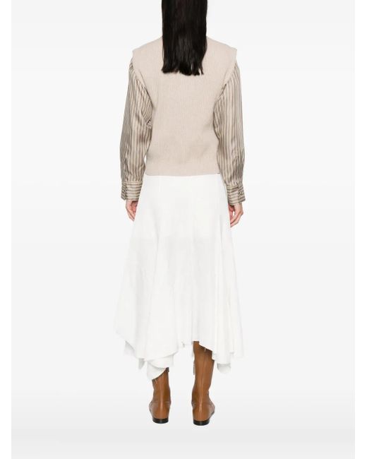 Jersey sin mangas de canalé Brunello Cucinelli de color Natural