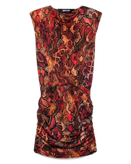 Just Cavalli スネークプリント ミニドレス Red