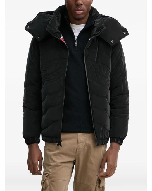 Sprayground Black Quilted Hooded Jacket