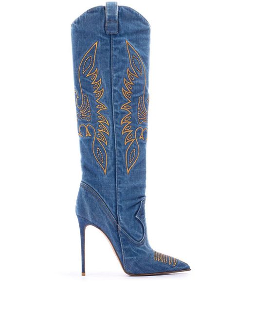 Le Silla Blue Eva 120Mm Embroidered Boots