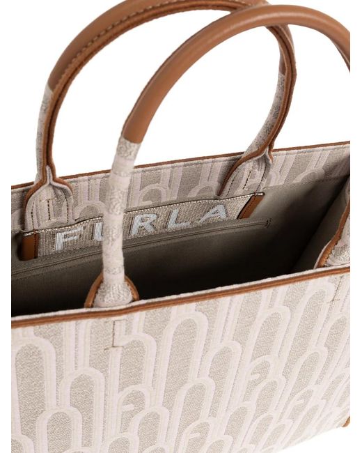 Furla Natural Patterned Handle Tote Bag