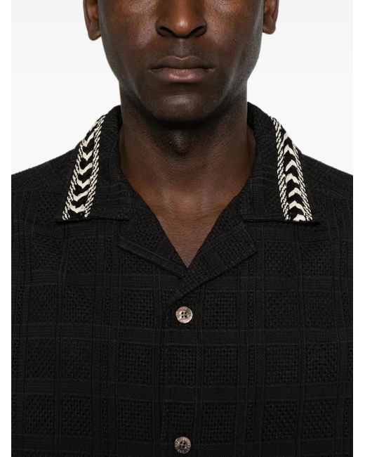 CHE Black Embroidered Check-Pattern Shirt for men