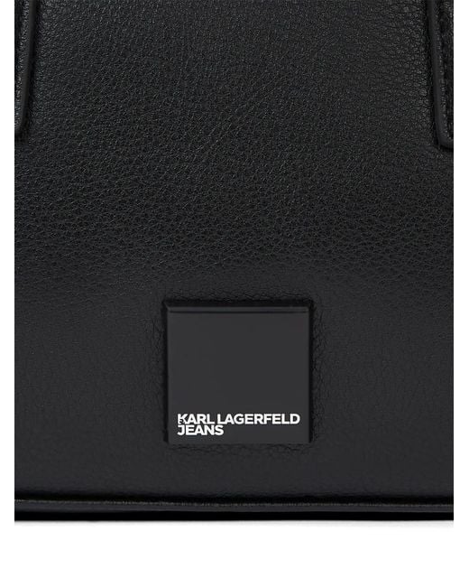 Karl Lagerfeld Black Logo-Patch Bowling Bag