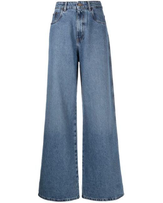 Miu Miu Blue Mid-rise Wide-leg Jeans