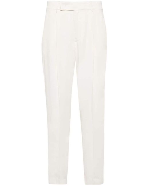 PT Torino White Pleated Cropped Trousers