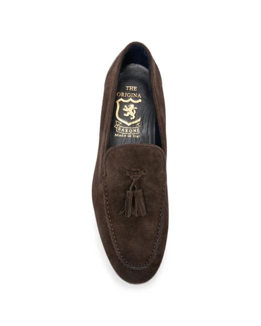 Saxone Of Scotland White Tassel-Detail Suede Loafers for men