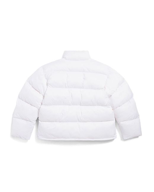 Balenciaga White 3b Sports Icon Puffer Jacket for men
