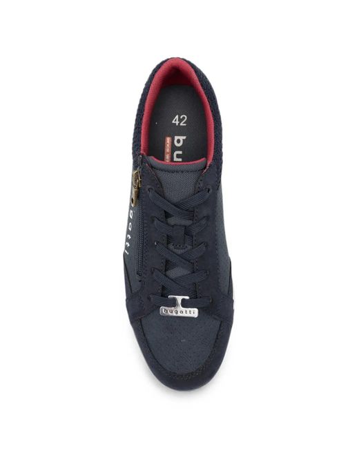 Bugatti Blue Logo-Print Zip-Detail Sneakers for men