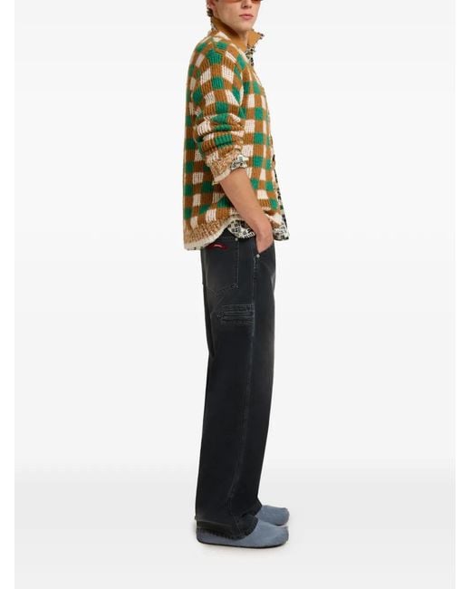 Marni Green Chequerboard Motif Cardigan for men