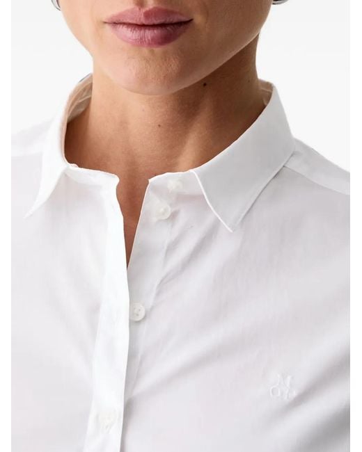 Marc O' Polo White Embroidered-Logo Long-Sleeve Shirt