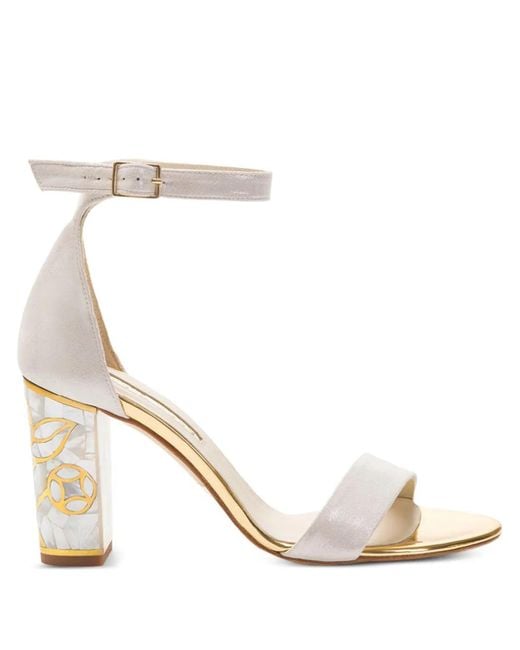 freya rose White Rozu Ankle-Strap Heeled Sandals