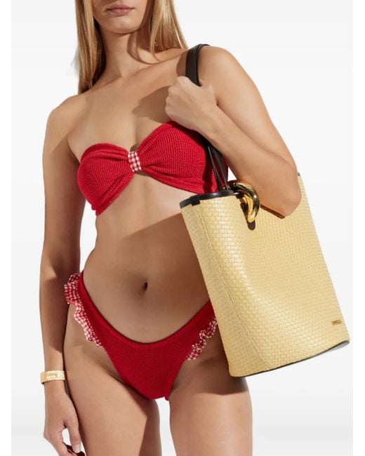 Hunza G Red Schulterfreier Jean Bikini