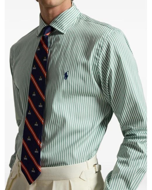 Polo Ralph Lauren Blue Striped Poplin Shirt for men