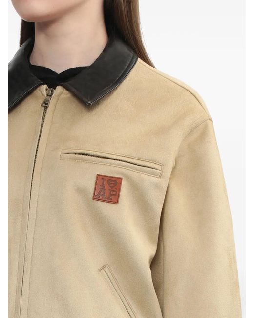 A Bathing Ape Natural Collared Logo-Patch Jacket